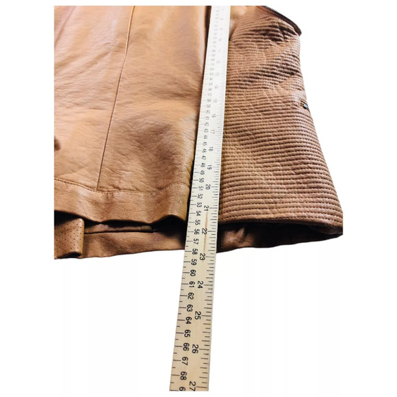 Kate & Mallory Womens Sleeveless Faux Leather Full Zip Vest Jacket Brown Large - Picture 8 of 9